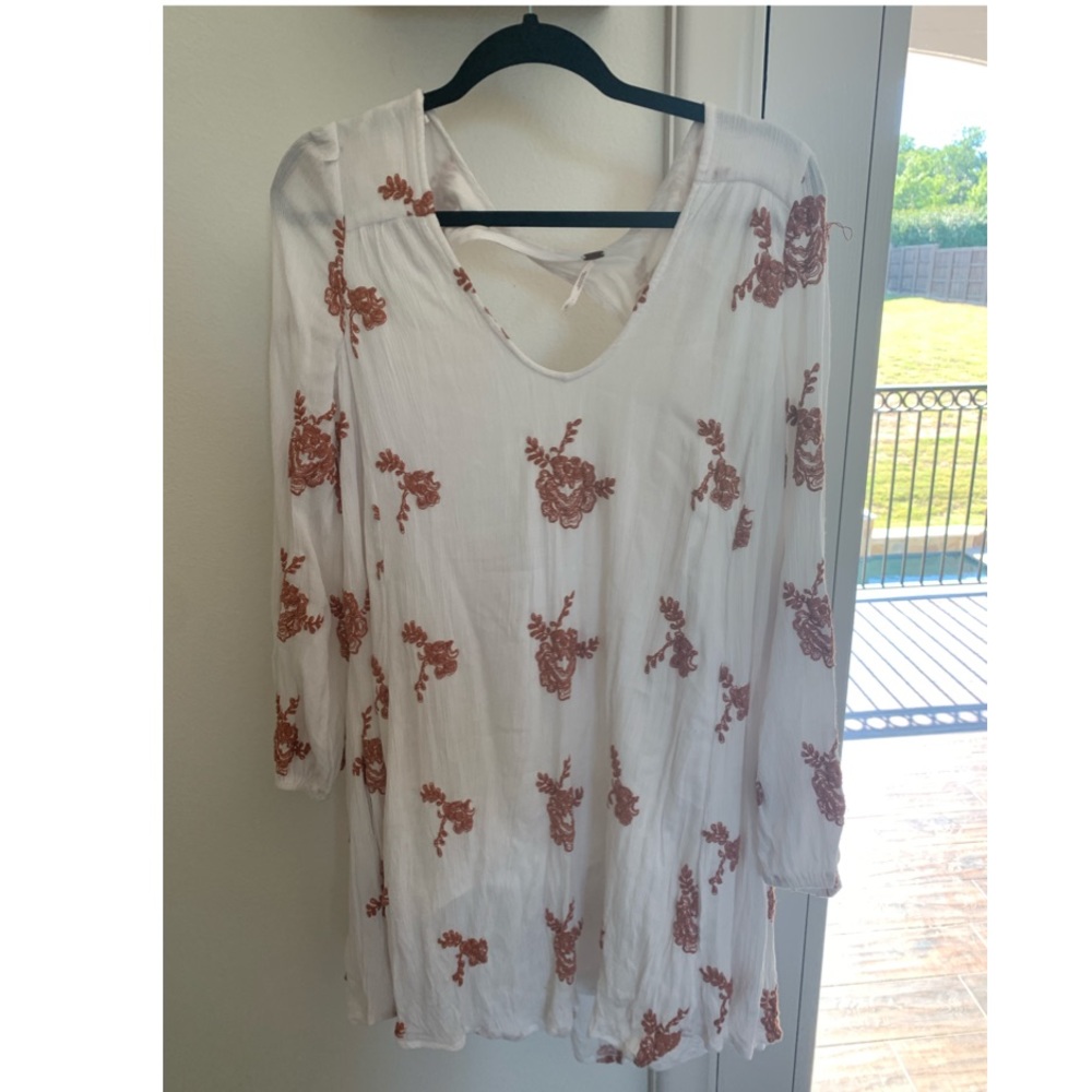 FREE PEOPLE White Dress with Orange flowers